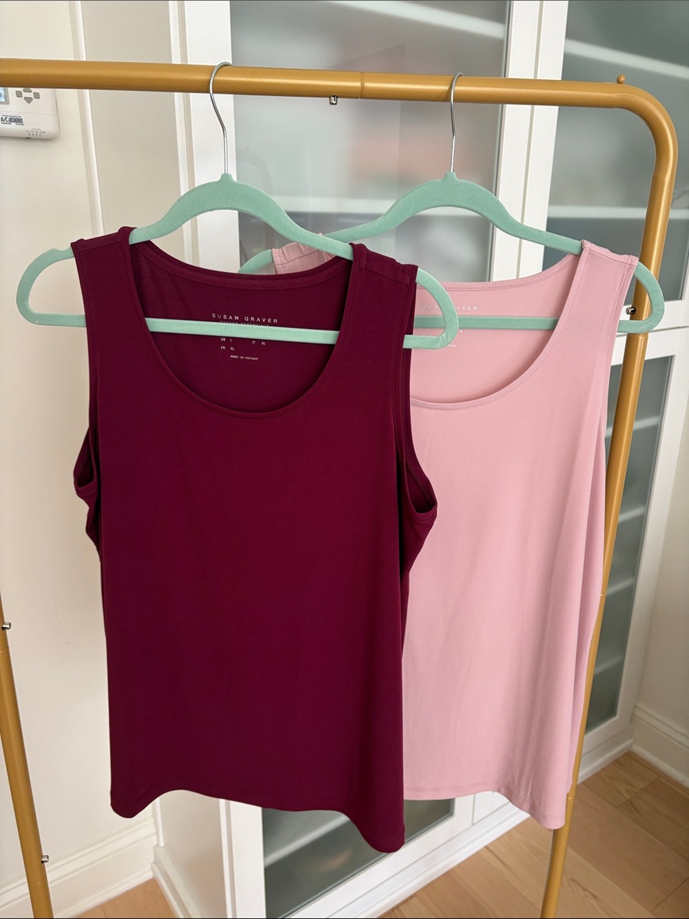 NEW Susan Graver Modern Essentials: Sleeveless Tank Tops in Wine and Pink